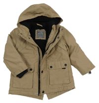 Béžová šusťáková zimní bunda s kapucí Primark