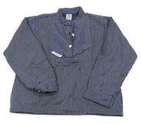 Tmavomodro-bílá pruhovaná plátěná bunda 