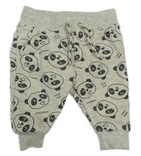 Světlešedé melírované tepláky s pandami Primark