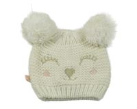 Bílo-zlatá melírovaná čepice s medvídkem 