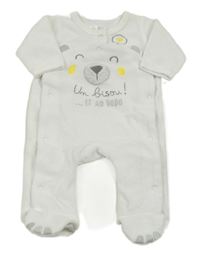 Bílý sametový overal s medvídkem 
