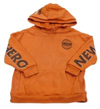 Oranžová mikina s potiskem a kapucí Primark