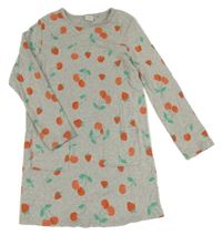 Šedé bavlněné šaty s ovocem Next
