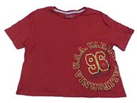 Vínové crop tričko s číslem a nápisem Primark