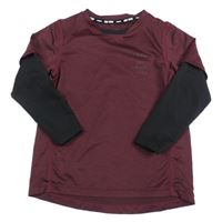 Vínovo-černé sportovní triko s nápisem H&M