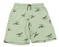 Světlezelené teplákové kraťasy s dinosaury H&M