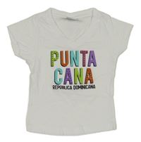 Bílé tričko s barevným nápisem 