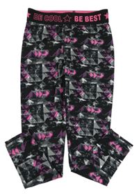 Černo-růžovo-šedé elastické sportovní legíny Ergeenomixx