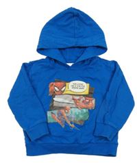 Modrá mikina se Spidermanem a kapucí 