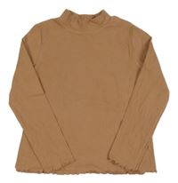 Hnědé žebrované triko se stojáčkem H&M