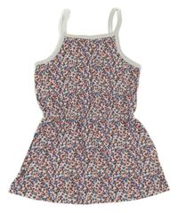 Bílé květované bavlněné šaty Name it