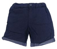 Tmavomodré puntíkované plátěné chino kraťasy Denim 