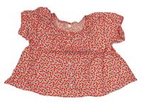 Růžovo-červená crop halenka s jablíčky Next 