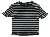 Černo-bílé pruhované žebrované crop tričko Primark