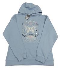 Nové- Světlemodrá mikina s motýlem a kapucí Primark