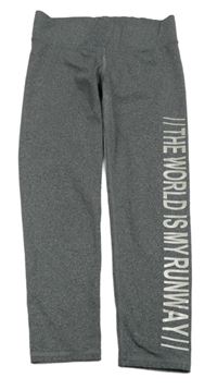 Tmavošedé melírované sportovní legíny s nápisem C&A