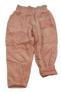 Světlerůžové podšité paper bag manšestráky Topolino