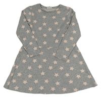 Šedé melírované úpletové šaty s hvězdami Topolino