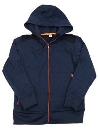 Tmavomodrá sportovní funkční propínací mikina s kapucí Yigga 