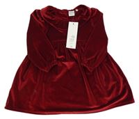 Nové - Vínové sametové šaty s límečkem F&F