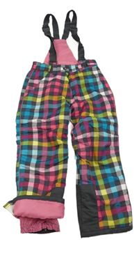 Barevné kostkované šusťákovéfunkční oteplovačky s kšandami Topolino