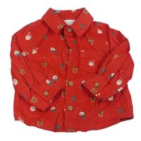 Červená manšestrová košile se Santou Primark