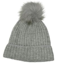 Šedá žebrovaná čepice s bambulí M&Co.