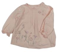 Světlerůžové triko s kytičkami Next