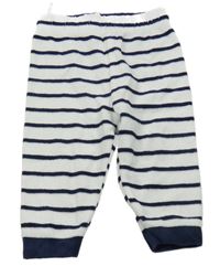 Bílo-tmavomodré pruhované sametové tepláky C&A