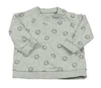 Šedá mikina se smajlíky Tu