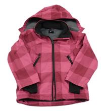 Růžovo-vínová kostkovaná softshellová bunda s odepínací kapucí H&M