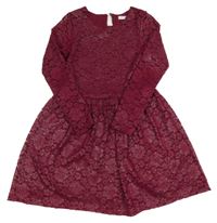 Vínové třpytivé krajkové šaty M&S