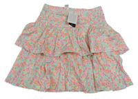 Nové - Bílo-neonová květovaná bavlněná sukně St. Bernard