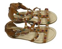 Hnědé páskové sandály s korálky Graceland vel.32