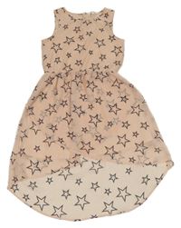 Světlerůžové šifonové šaty s hvězdami H&M