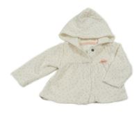 Bílá sametová propínací mikina s kytičkami a kapucí C&A