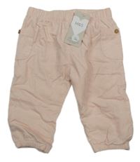 Nové - světlerůžové cargo manšestrové podšité kalhoty M&S