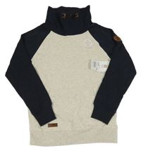 Nové - Antracitovo-světlešedá mikina s komínovým límcem Yigga