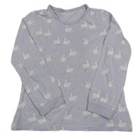 Lila pyžamové triko s labutěmi Tchibo