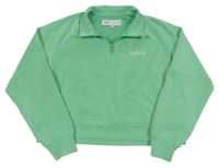 Pistáciová sportovní crop mikina s nápisem Zara