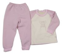 2set -  Světlerůžovo-smetanová mikina se zajícem + tepláky 