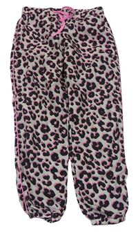 Šedo-černo-růžové vzorované lehké kalhoty H&M