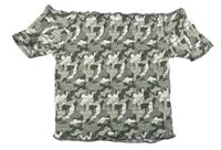 Khaki-bílé army žabičkované crop tričko Primark