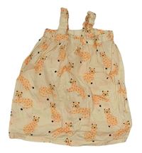 Béžové plátěné šaty s leopardy H&M