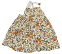 Bílo-barevné kytičkované manšestrové šaty Mothercare 
