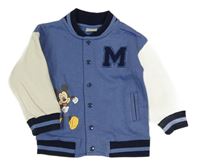 Modro-bílá propínací baseballová mikina s Mickeym Disney