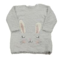 Šedé chlupaté šaty se zajíčkem Primark