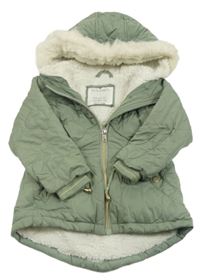 Khaki šusťáková prošívaná zimní parka s kapucí Matalan