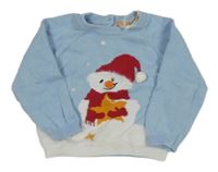 Světlemodrý svetr se sněhulákem Manor