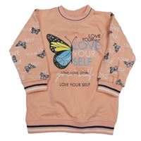 Broskovová mikina s motýly 